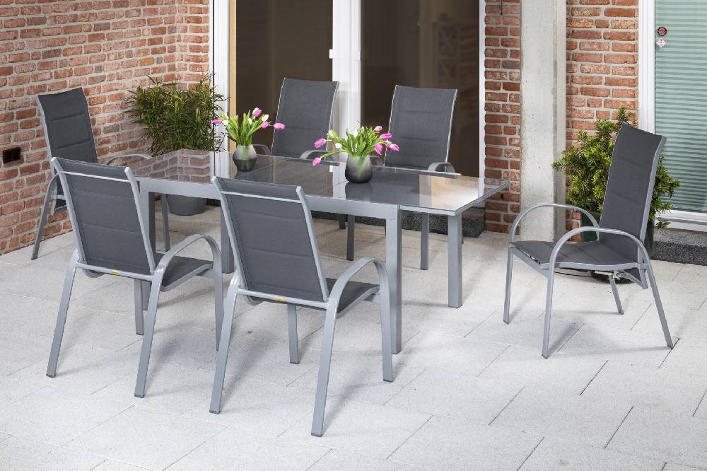 Merxx Amalfi Set 7tlg. Semi-Ausziehtisch 180/250 x 100 cm Heißer Verkauf
