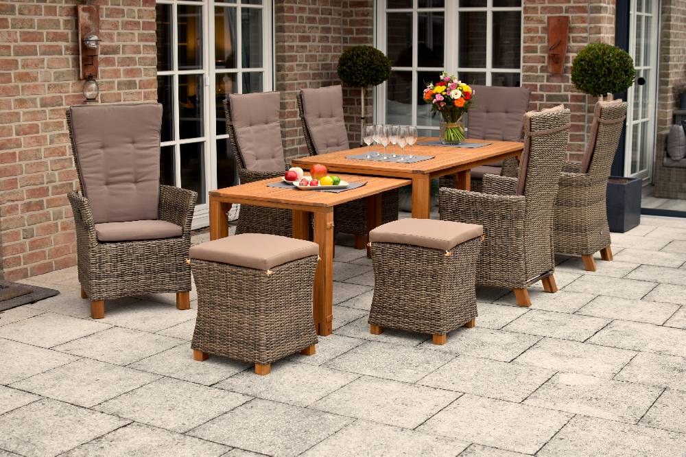 Merxx Toskana Set 9tlg. Flex-Ausziehtisch 185/370 x 90 cm Bestseller