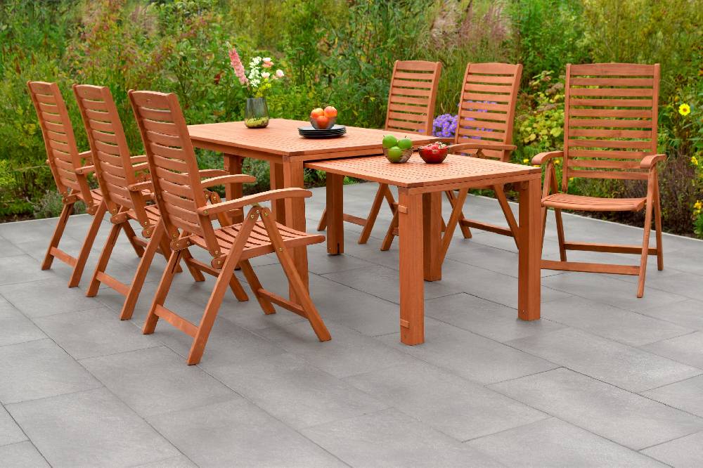 Merxx La Plata Set 7tlg. Flex-Ausziehtisch 185/370 x 90 cm