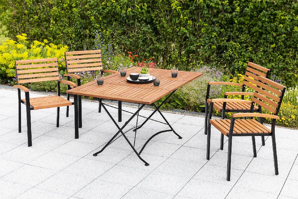 Merxx Schlossgarten Set 5tlg. Klappausziehtisch 100/150 x 90 cm