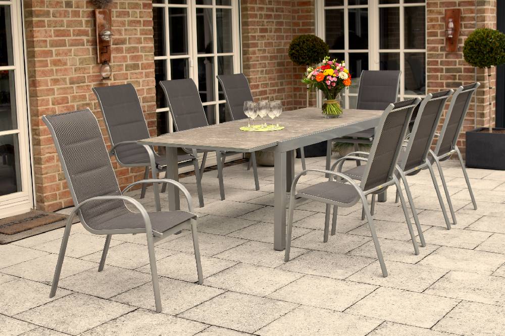 Merxx Amalfi di lusso Set 9tlg. Semi-Ausziehtisch 180/250 x 100 cm