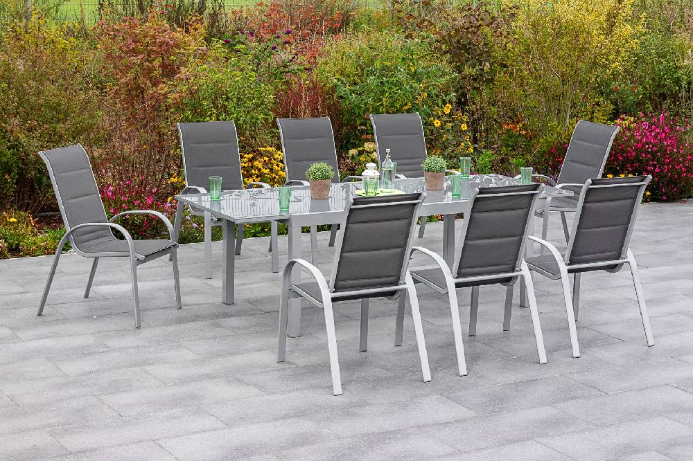 Merxx Amalfi di lusso Set 9tlg. Semi-Ausziehtisch 200/300 x 100 cm Günstiger Verkauf
