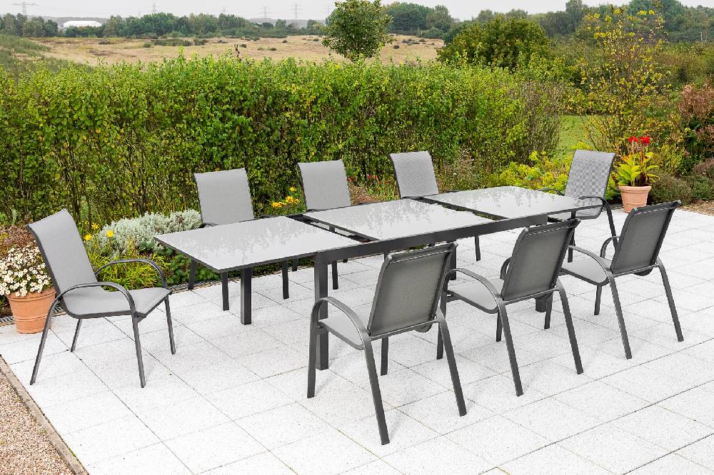 Merxx Amalfi Set 9tlg. Semi-Ausziehtisch 200/300 x 110 cm