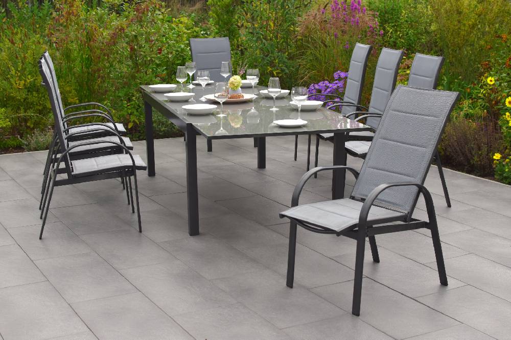 Merxx Marini Set 9tlg. Semi-Ausziehtisch 180/250 x 100 cm Fabrikpreis