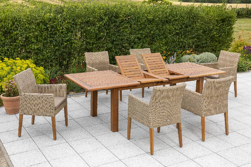 Merxx Ranzano Set 7tlg. Doppelausziehtisch 180/260 x 100 cm Black Friday Preise