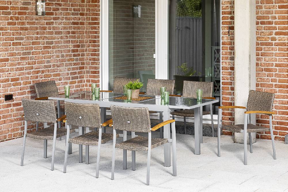 Merxx Silano Set 9tlg. Ausziehtisch 160/220 x 90 cm