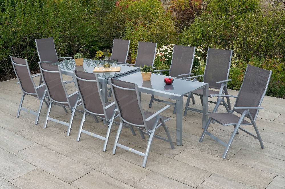 Merxx Carrara Set 11tlg. Flex-Ausziehtisch 160/320 x 78 cm Großer Ausverkauf