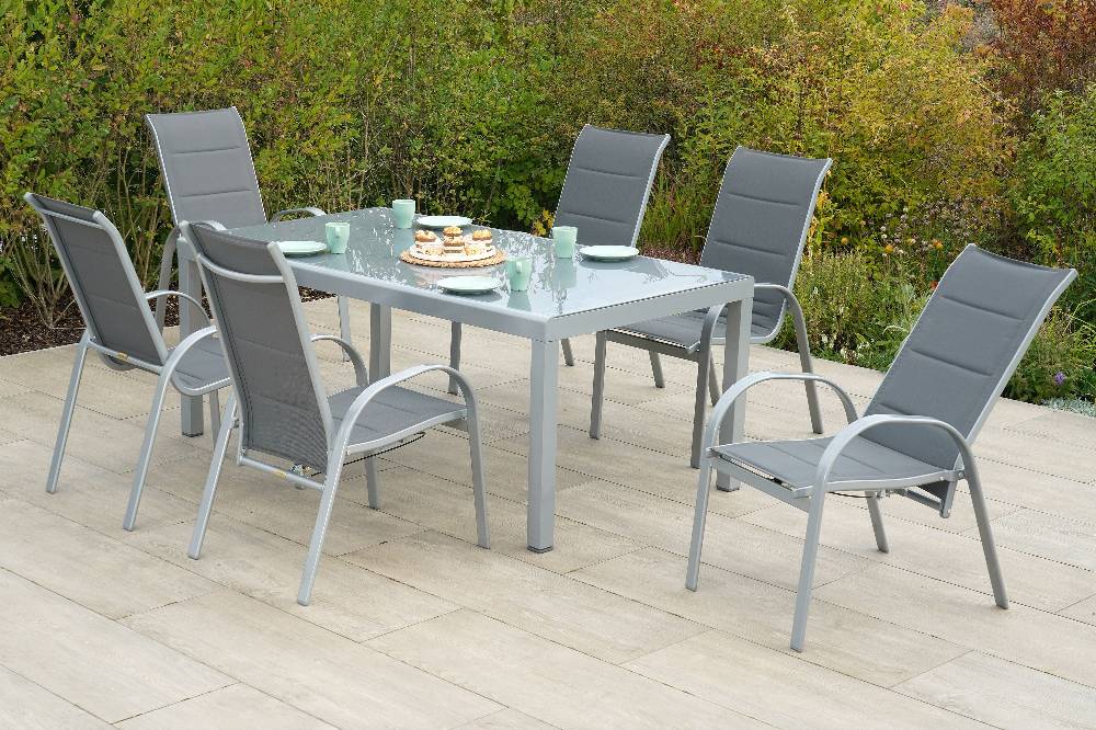 Merxx Amalfi Set 7tlg. Tisch 190 x 100 cm Halbrundprofil Jubiläumsangebot