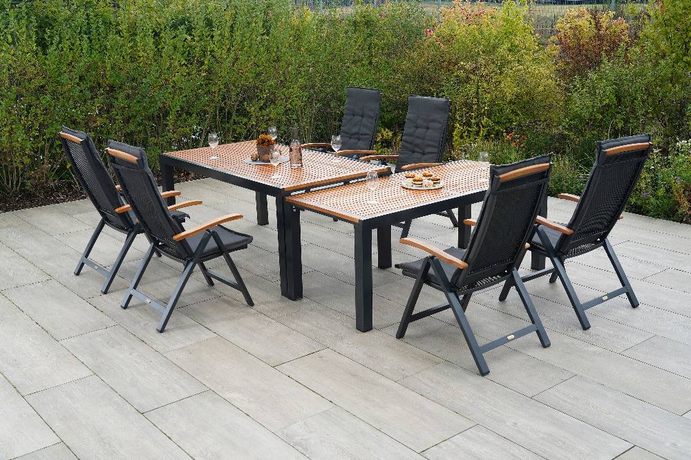 Merxx Tilos Set 13tlg. Flex-Ausziehtisch 180/300 x 100 cm Super Sparpreis