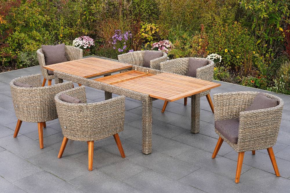 Merxx Imperia Set 7tlg. Ausziehtisch 180/240 x 100 cm Kostenloser Versand international