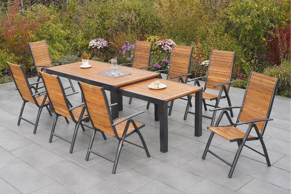 Merxx Santorin Set 9tlg. Flex-Ausziehtisch 180/300 x 100 cm