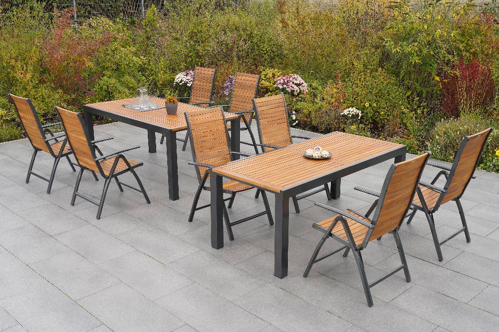 Merxx Santorin Set 9tlg. Flex-Ausziehtisch 180/300 x 100 cm 50% Rabatt für begrenzte Zeit
