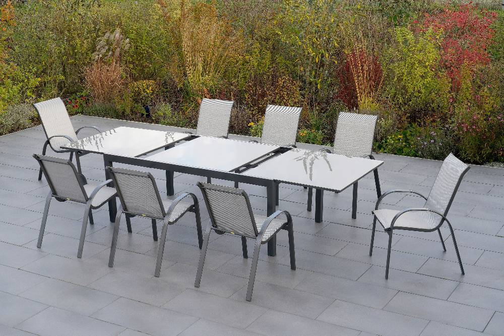 Merxx Amalfi Set 9tlg. Semi-Ausziehtisch 200/300 x 100 cm Hotsell