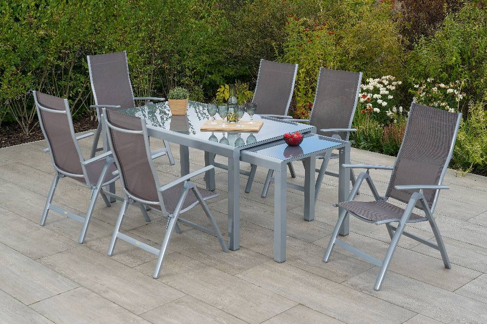 Merxx Carrara Set 7tlg. Tisch 190 x 100 cm Halbrundprofil Valentinstagsangebot
