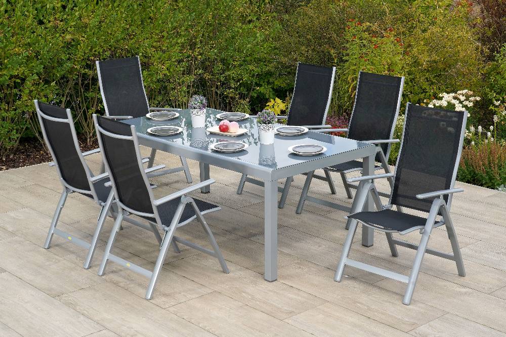 Merxx Carrara Set 7tlg. Tisch 190 x 100 cm Halbrundprofil Jubiläumsangebot