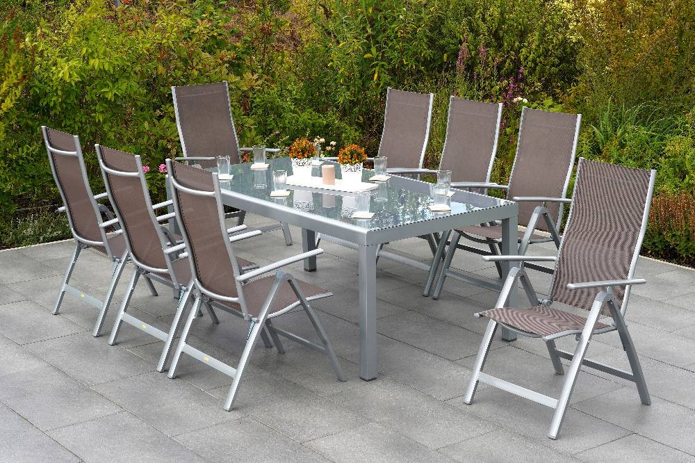 Merxx Carrara Set 9tlg. Tisch 190 x 100 cm Halbrundprofil Neueste Mode