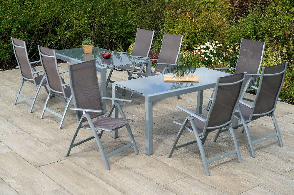 Merxx Carrara Set 9tlg. Flex-Ausziehtisch 160/320 x 78 cm Online Outlet
