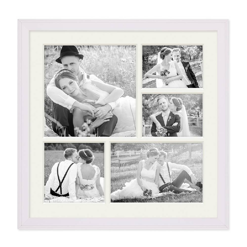 Photolini Fotocollage-Bilderrahmen 30x30 cm im Landhaus-Stil Weiss Zeitbegrenzte Promotion