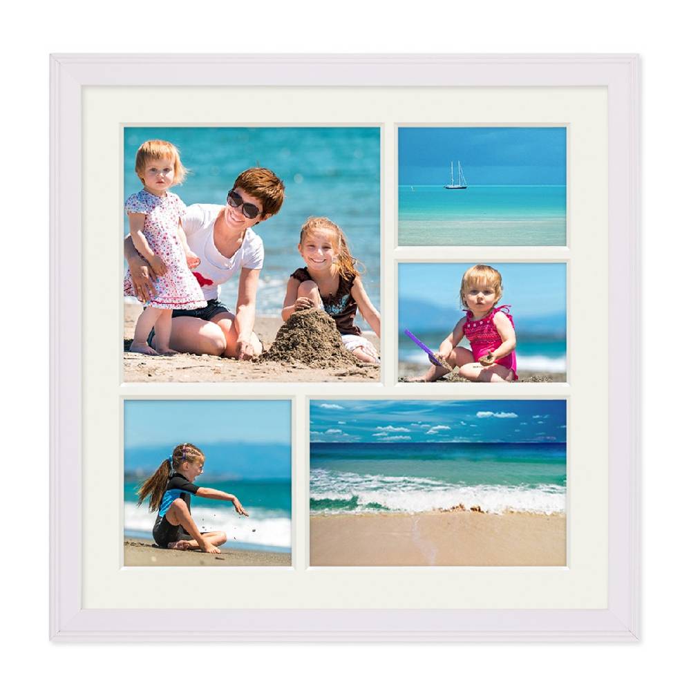 Photolini Fotocollage-Bilderrahmen 30x30 cm im Landhaus-Stil Weiss Zeitbegrenzte Promotion
