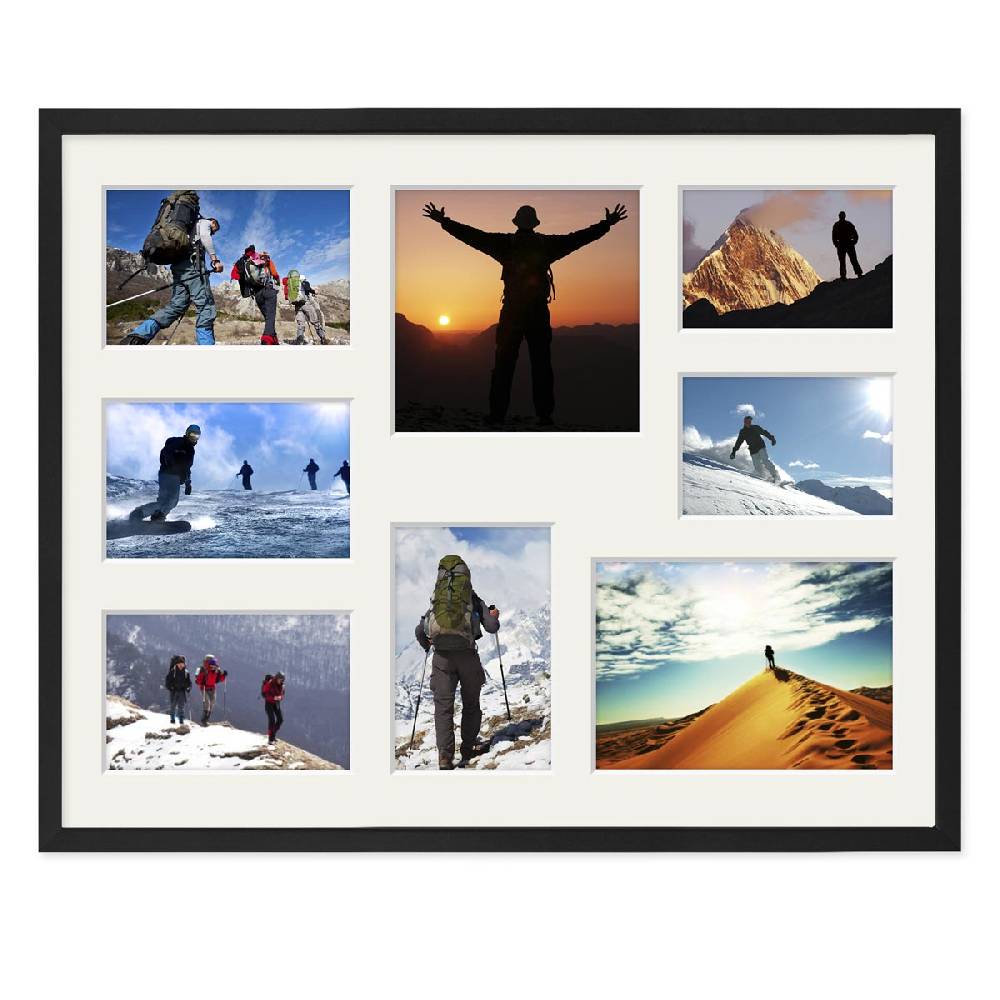 Photolini Collagerahmen 40x50 cm Modern Schwarz für 8 Bilder Acrylglas Nur für heute