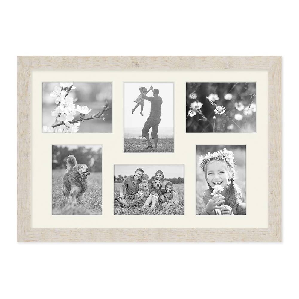 Photolini Collagerahmen 40x60 cm Strandhaus-Stil Weiß für 6 Bilder Vierteljährliche Förderung