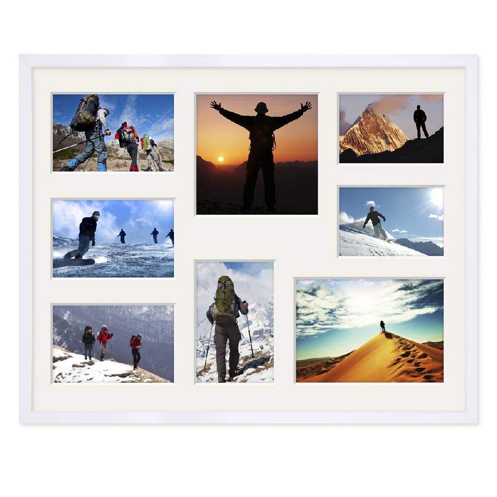 Photolini Collagerahmen 40x50 cm Modern Weiß für 8 Bilder Acrylglas Riesige Rabatte