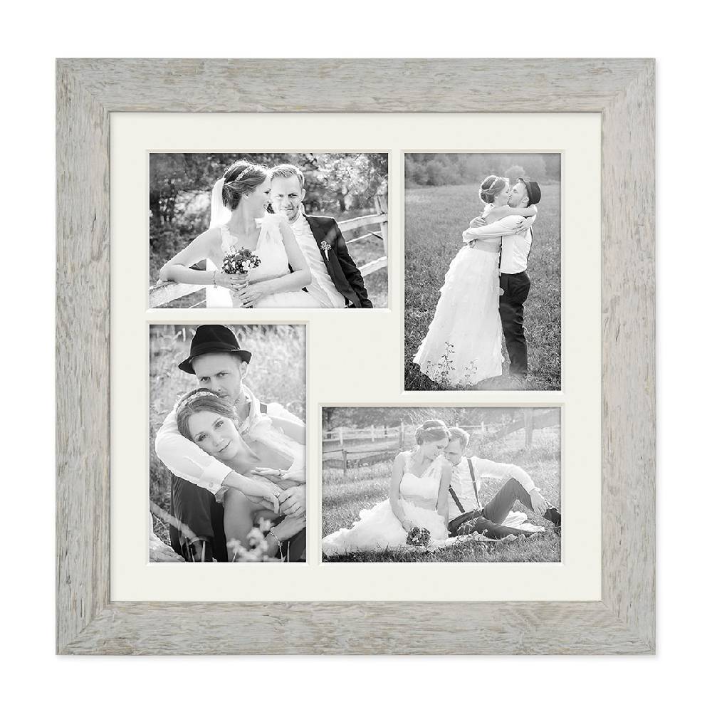 Photolini Collagerahmen 30x30 cm Strandhaus-Stil Grau für 4 Bilder 50% Rabatt mit kostenlosem Versand