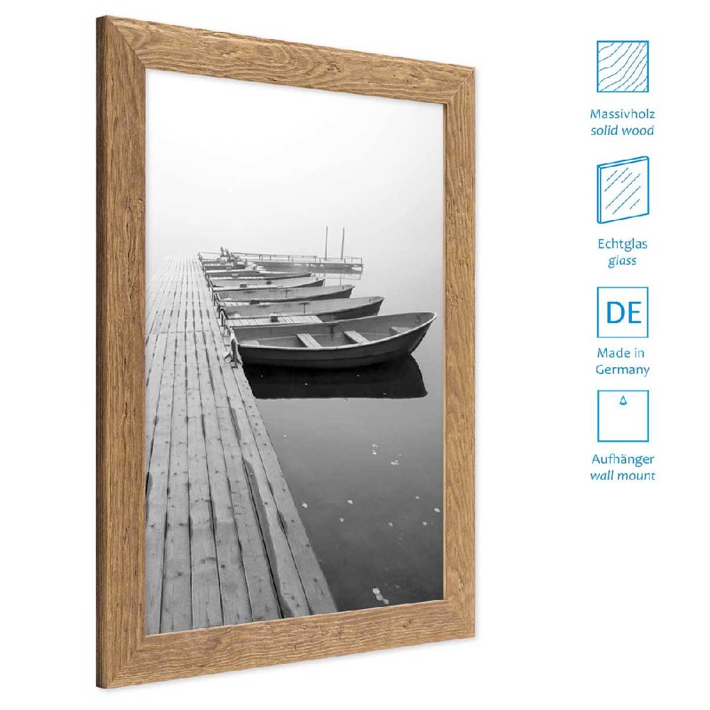 Photolini Collagerahmen 30x45 cm Strandhaus-Stil Eiche-Optik für 8 Bilder Begrenzt auf 3 Tage