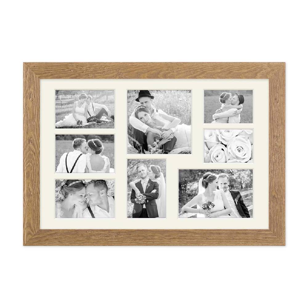 Photolini Collagerahmen 30x45 cm Strandhaus-Stil Eiche-Optik für 8 Bilder Begrenzt auf 3 Tage