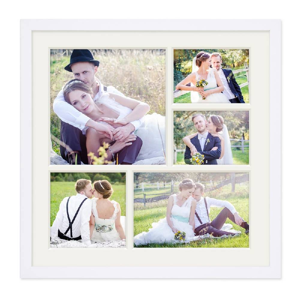 Photolini Collagerahmen 30x30 cm Modern Weiß für 5 Bilder Acrylglas Speichern exportieren
