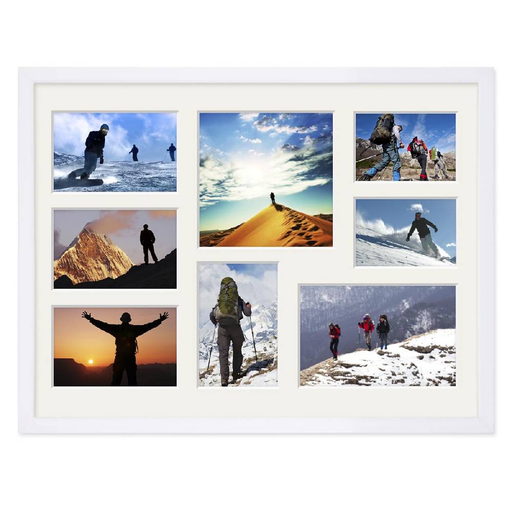 Photolini Collagerahmen 30x40 cm Modern Weiß für 8 Bilder Acrylglas Im Verkauf