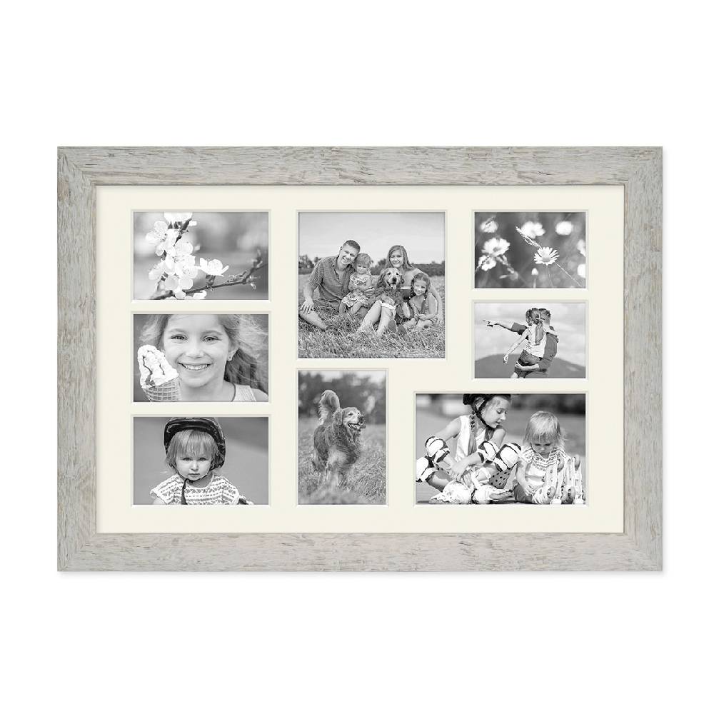 Photolini Collagerahmen 30x45 cm Strandhaus-Stil Grau für 8 Bilder zollfrei