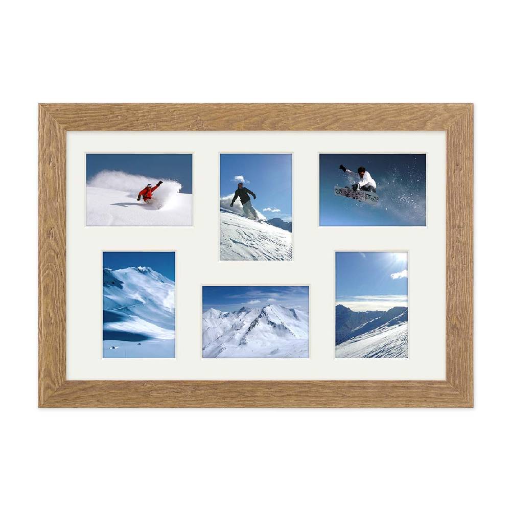 Photolini Collagerahmen 30x45 cm Strandhaus-Stil Eiche-Optik für 6 Bilder Verkauf