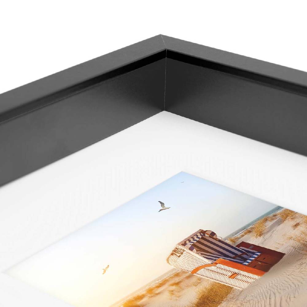 Photolini 2er Set 3D-Bilderrahmen extra tief 21x30 cm / A4 mit Passepartout, Schwarz im Angebot