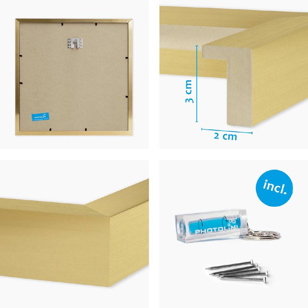 Photolini 2er Set 3D-Bilderrahmen 30x30 cm mit Passepartout, Gold Meist gekauft