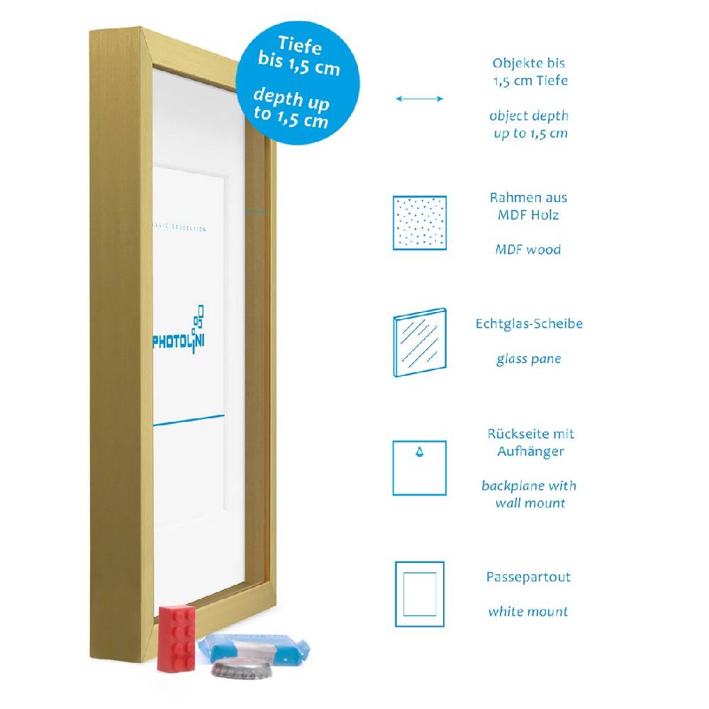 Photolini 2er Set 3D-Bilderrahmen 30x30 cm mit Passepartout, Gold Meist gekauft