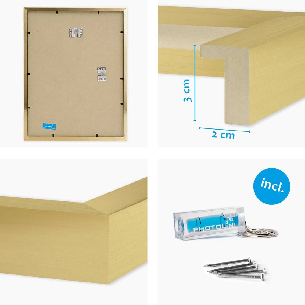 Photolini 2er Set 3D-Bilderrahmen 30x40 cm mit Passepartout, Gold Fabrikpreis