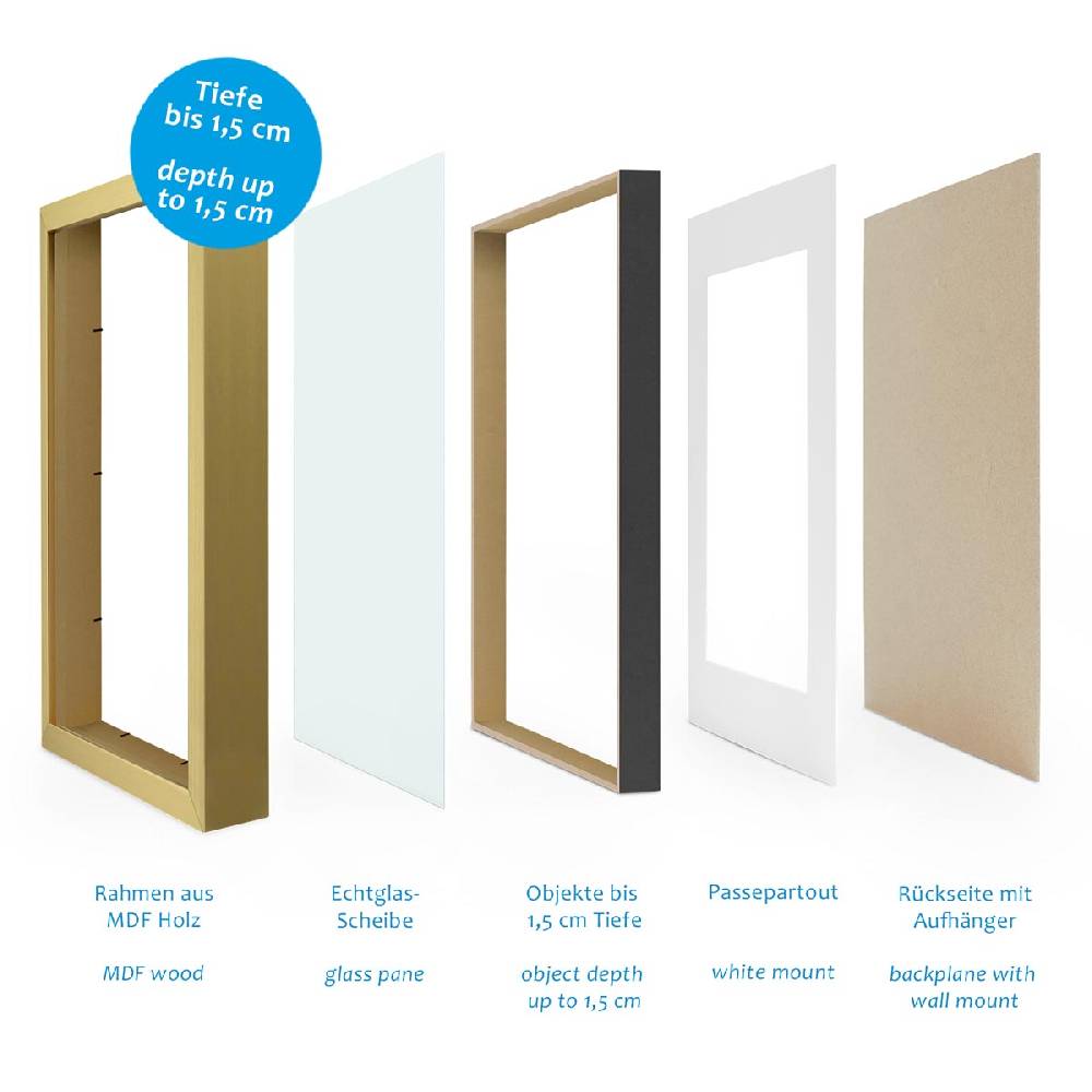 Photolini 2er Set 3D-Bilderrahmen 30x40 cm mit Passepartout, Gold Fabrikpreis