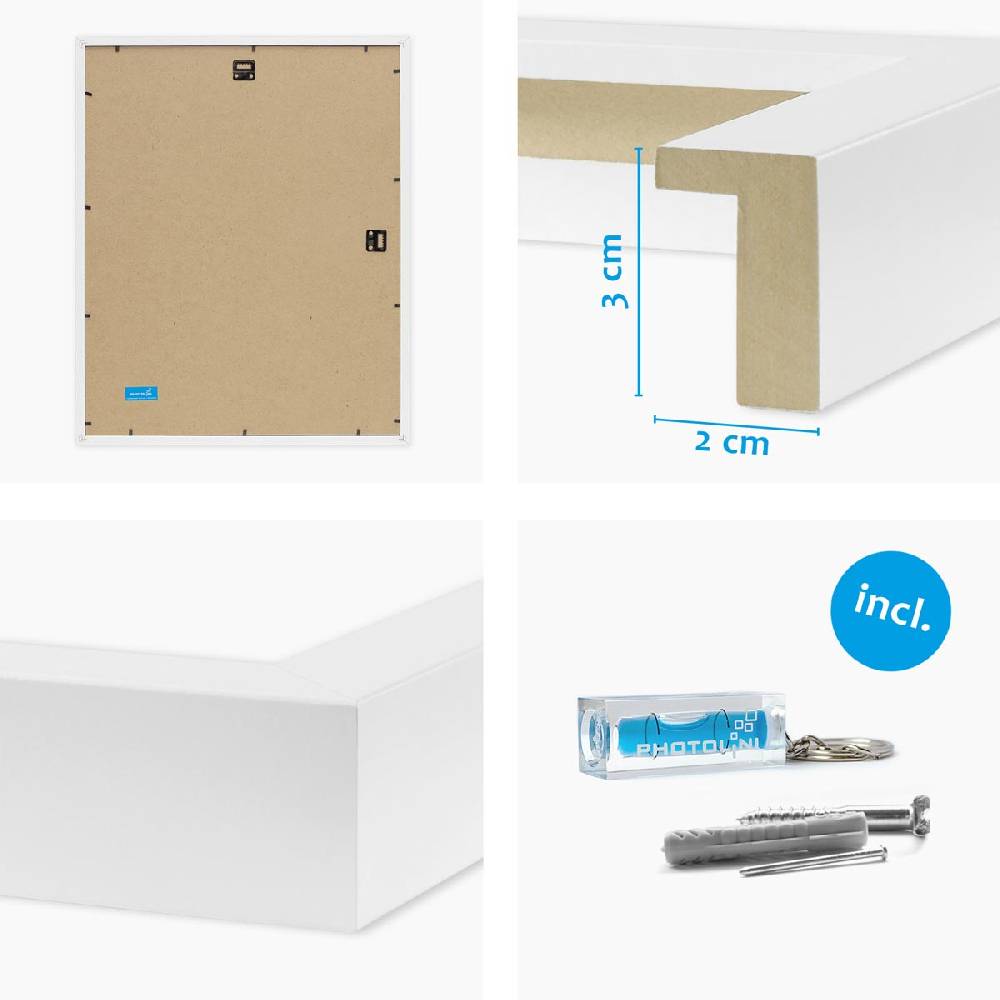Photolini 2er Set 3D-Bilderrahmen 40x50 cm mit Passepartout, Weiß Rabatt