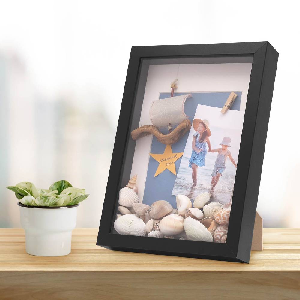 Photolini 3D Bilderrahmen Tief Schwarz 3 cm Objekttiefe Günstig kaufen