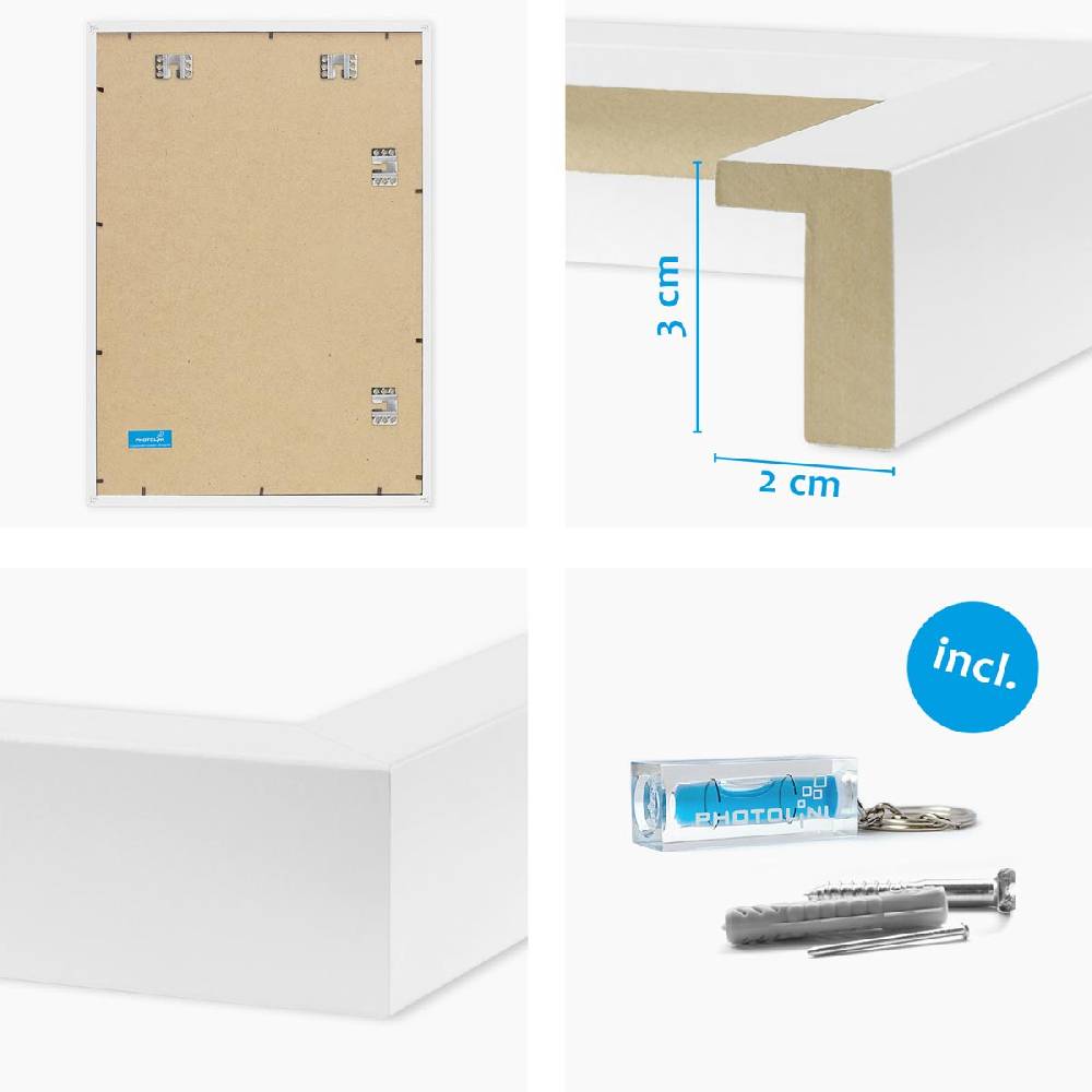 Photolini 2er Set 3D-Bilderrahmen 50x70 cm mit Passepartout, Weiß Versandkostenfrei