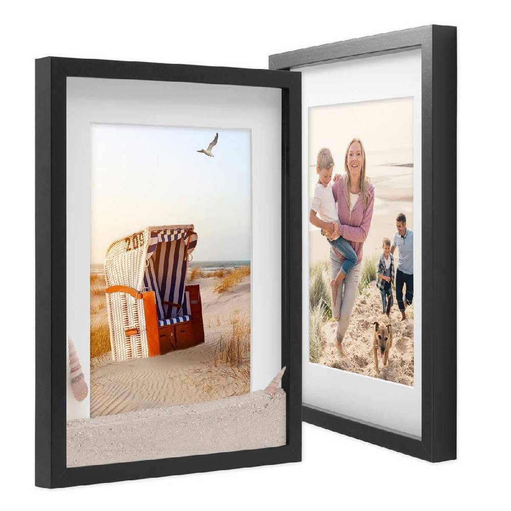 Photolini 2er Set 3D-Bilderrahmen 30x40 cm mit Passepartout, Schwarz Flash Sale