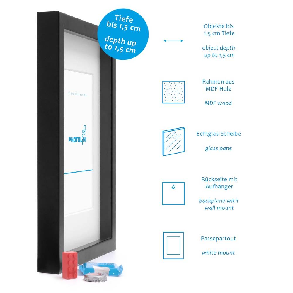 Photolini 2er Set 3D-Bilderrahmen 30x40 cm mit Passepartout, Schwarz Flash Sale