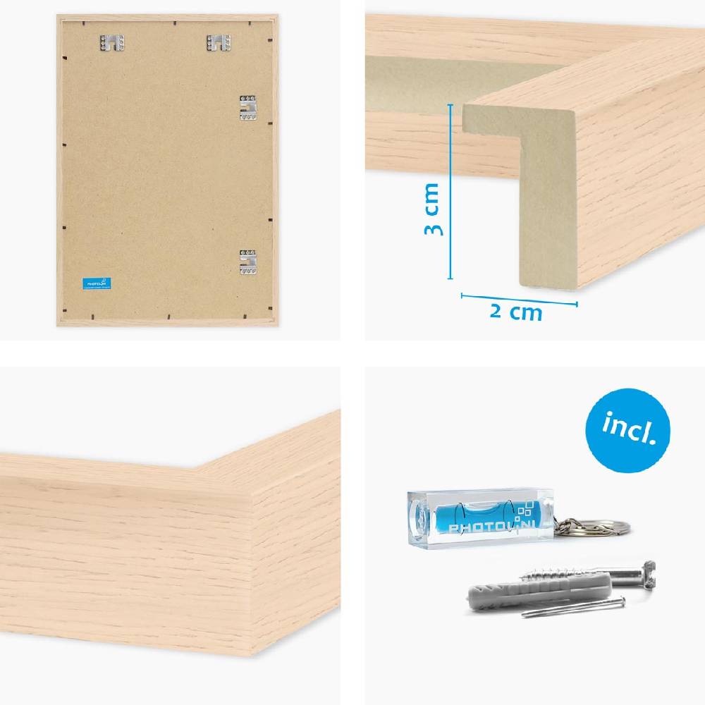Photolini 2er Set 3D-Bilderrahmen 50x70 cm mit Passepartout, Natur Preisnachlass
