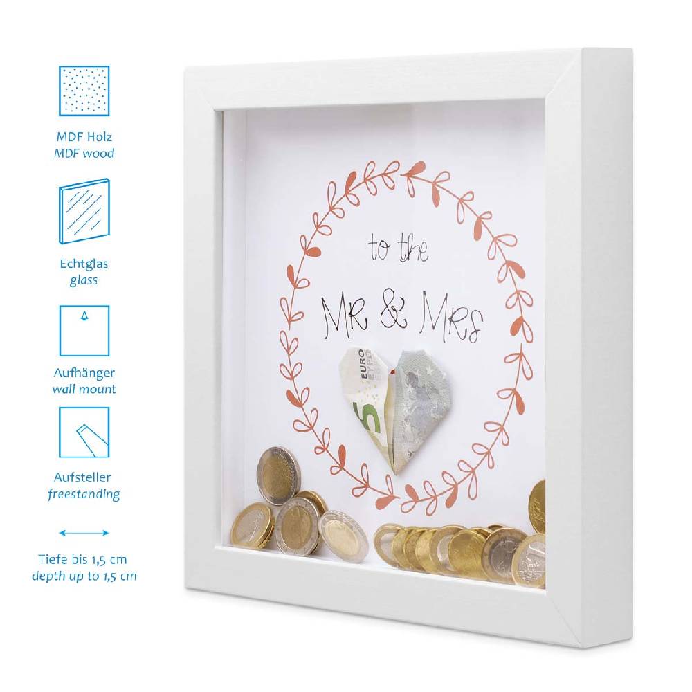 Photolini Bilderrahmen-Spardose Weiß Geldgeschenk mit 3 Motiven Osterangebot