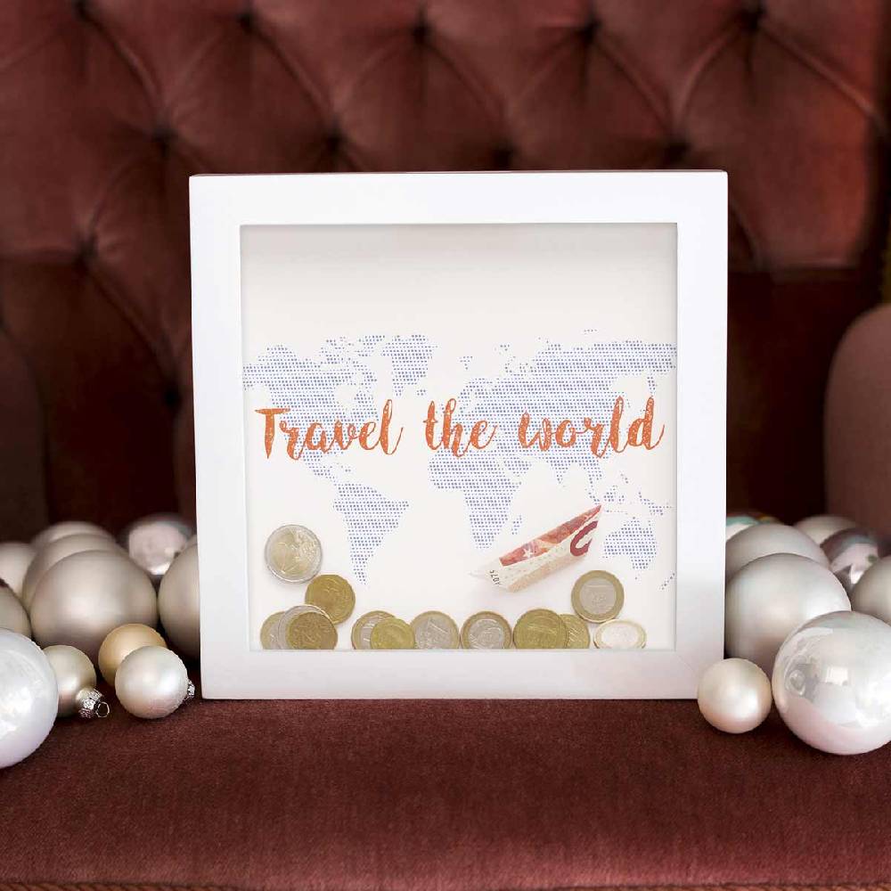 Photolini Bilderrahmen-Spardose Weiß Geldgeschenk mit 3 Motiven Osterangebot