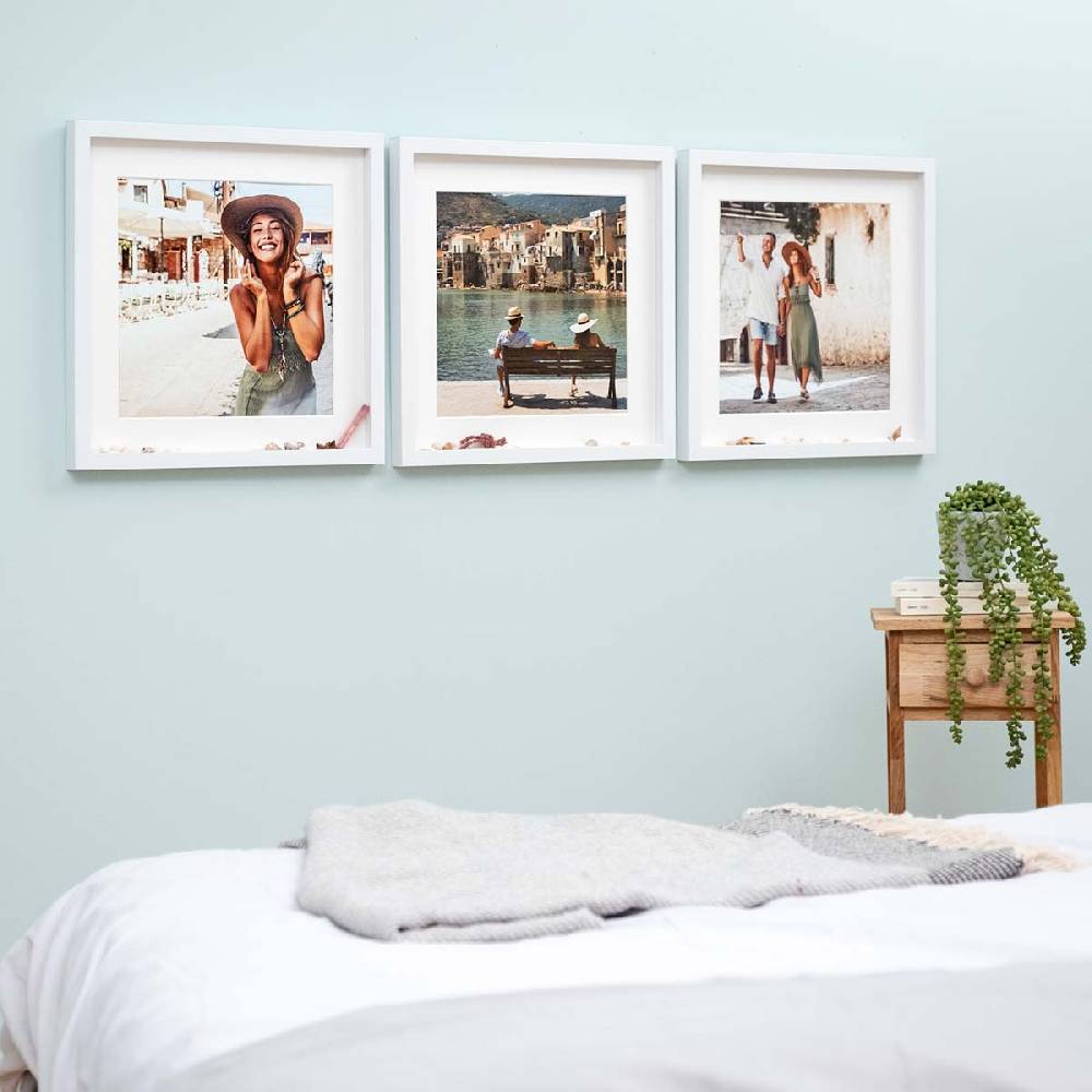 Photolini 3er Set 3D-Bilderrahmen 40x40 cm mit Passepartout, Weiß Muttertagsangebot