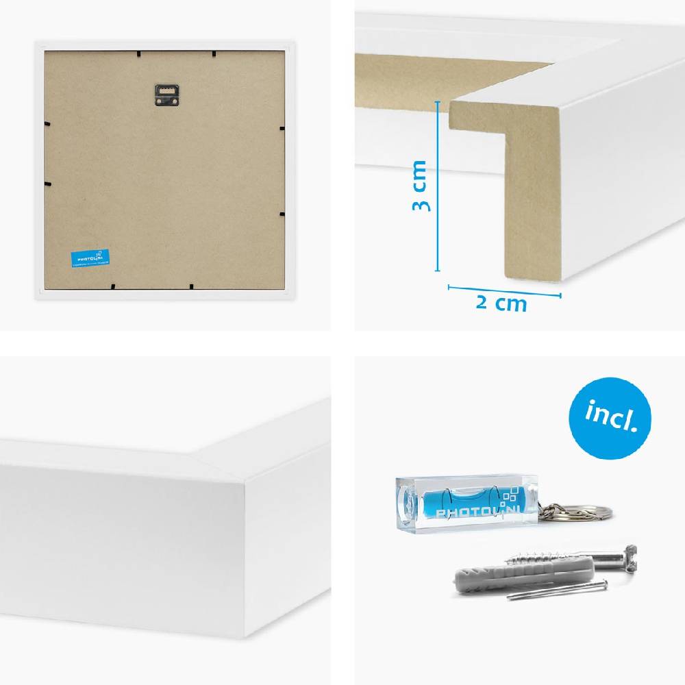 Photolini 3er Set 3D-Bilderrahmen 40x40 cm mit Passepartout, Weiß Muttertagsangebot