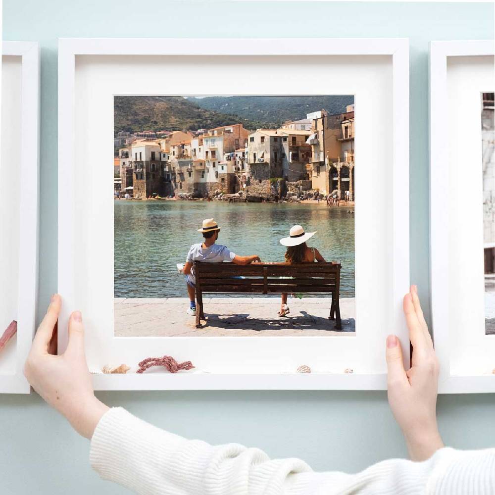Photolini 3er Set 3D-Bilderrahmen 40x40 cm mit Passepartout, Weiß Muttertagsangebot