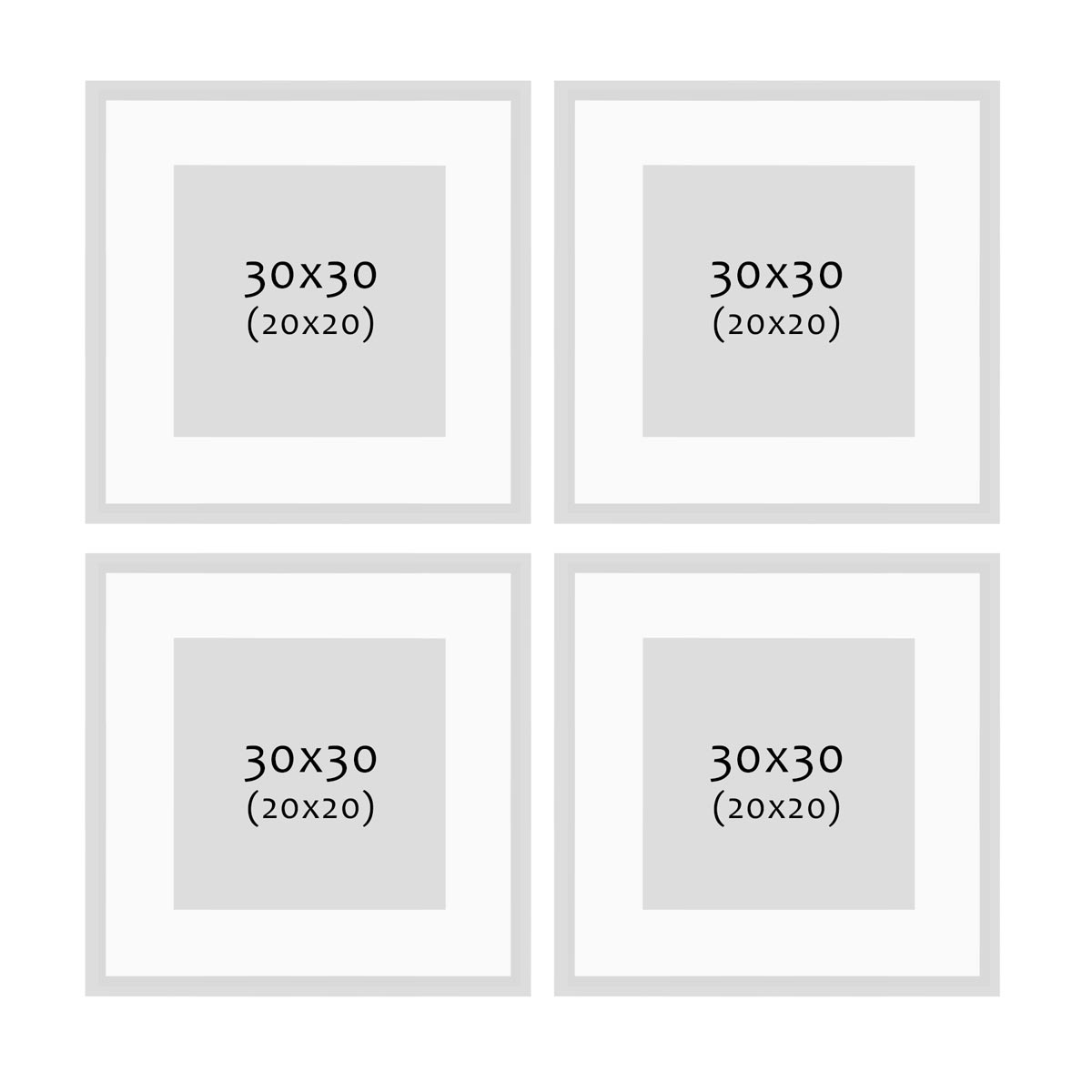 Photolini 4er Set Poster-Bilderrahmen 30x30 cm Eiche Dunkel MDF mit Passepartout Bestseller